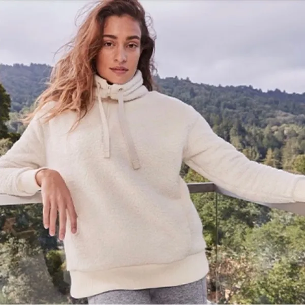 Athleta Talus teddy Sherpa half zip pull over cream sweatshirt L‎ - Image 3