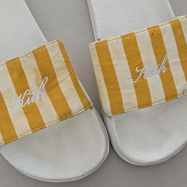 Kith White & Yellow Striped Slide Sandals Size 38/ 8 US - Image 2