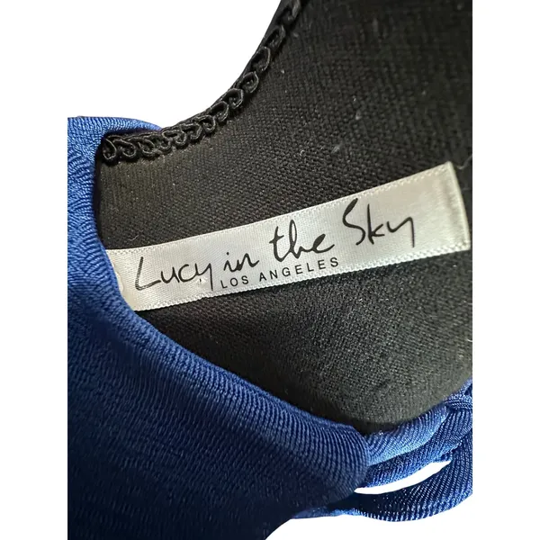 Lucy in the Sky Royal Blue Shimmer Ruched Open Back Mini Dress XS Long‎ Sleeve - Image 4