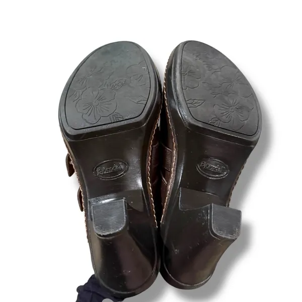 Bjorndal Juliana Brown Leather Slip‎ On Buckle Heeled Mules Sz 6.5 - Image 10