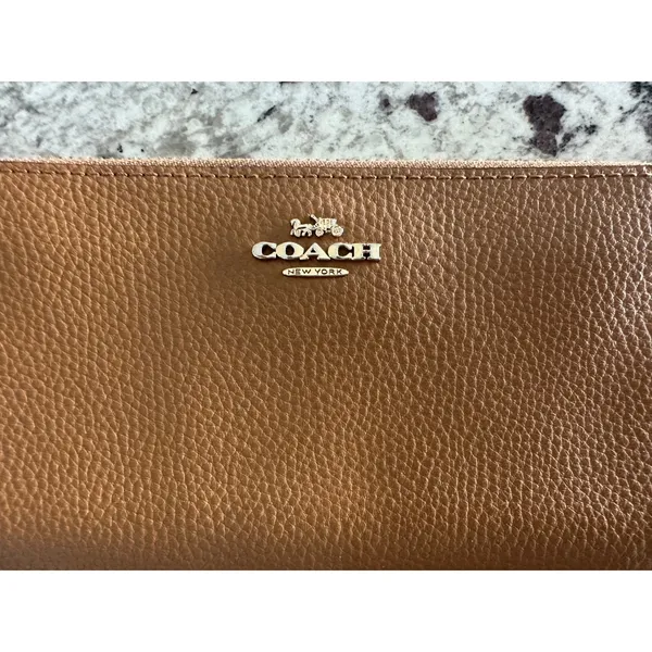 Coach Tan Leather Zip Around Continental Wallet - Image 2