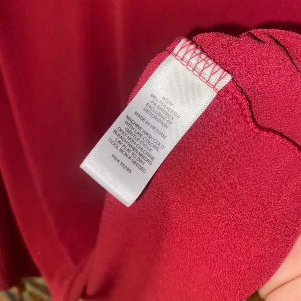 NWT Express Red V-Neck Long Bell Sleeve Open Shoulder Top Women's Size Small - Image 8