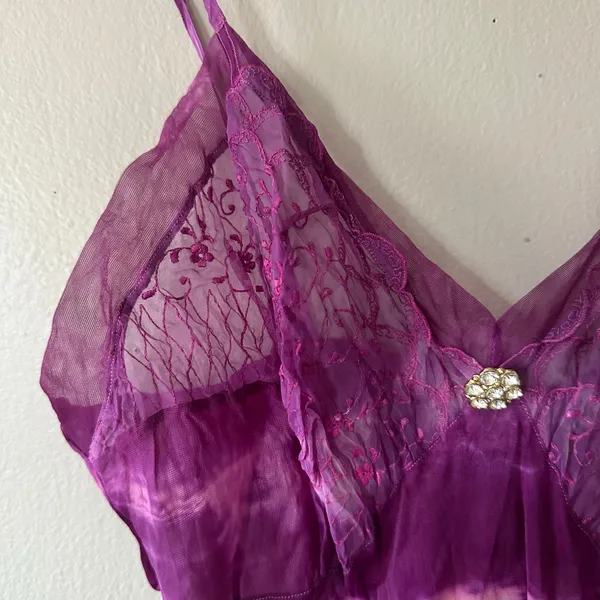 Frida Purple Tie Dye Lace Midi Dress Size S/M - Image 7