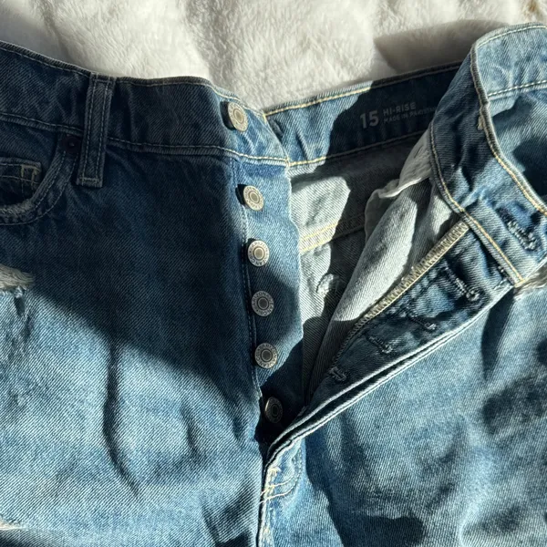 Arizona Jean Co High Rise Denim Shorts Sz 15 Juniors Raw Hem - Image 6