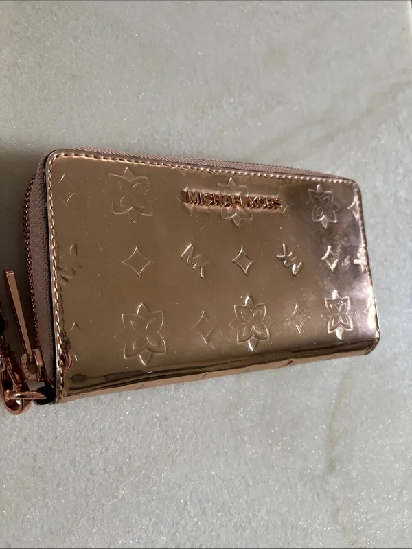 Michael Kors Metallic Rose Gold Embossed Wristlet - Image 2