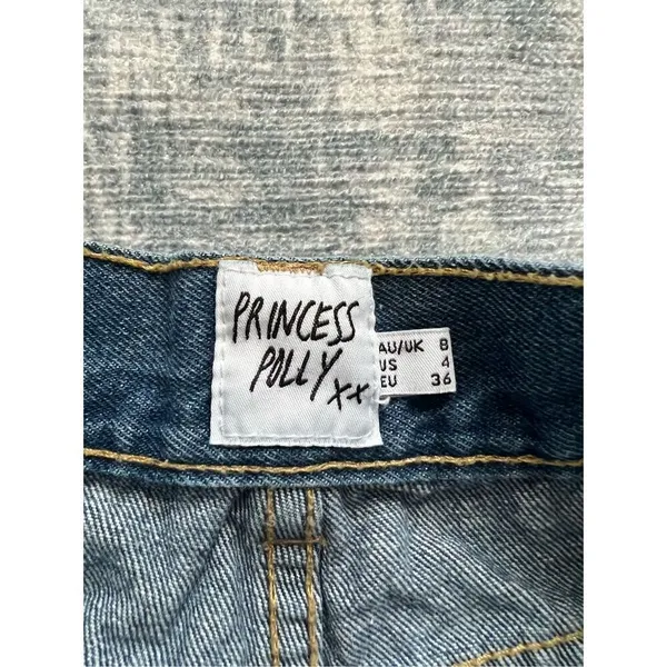Princess Polly Light Wash High Rise Faded Cropped Straight Leg Mom Jeans Size 4 - Image 3