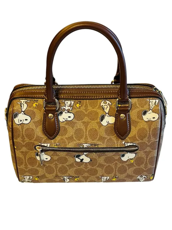 Coach X Peanuts Rowan Satchel with Snoopy Print in Signature Canvas - Image 3