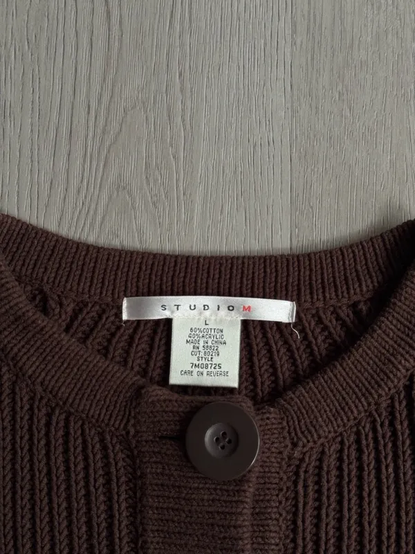 Studio M Y2K Chunky Knit Sweater Brown Size L - Image 3