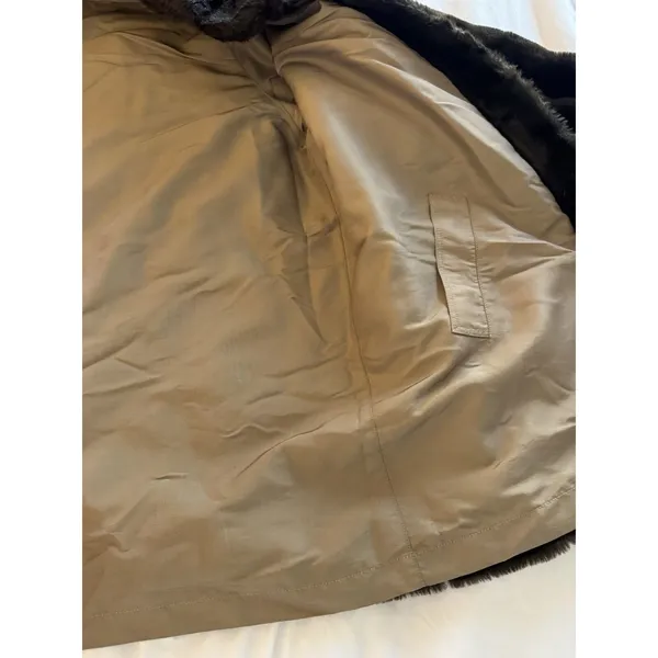 VTG faux fur Coat Reversible Chocolate Brown Beige Old Money - Image 4