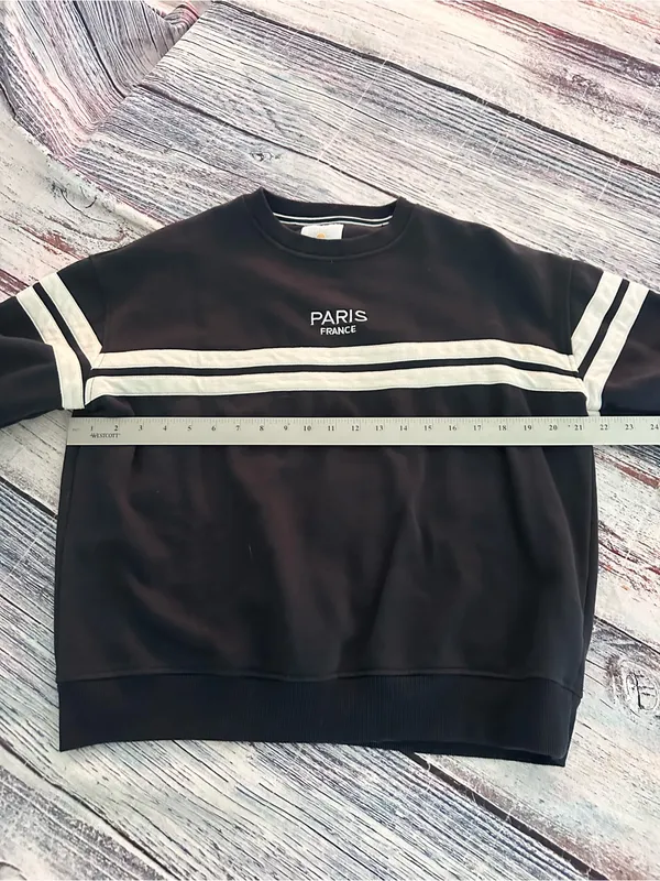 Lazy sundays Paris France Navy Striped Women's Sweatshirt - Image 7