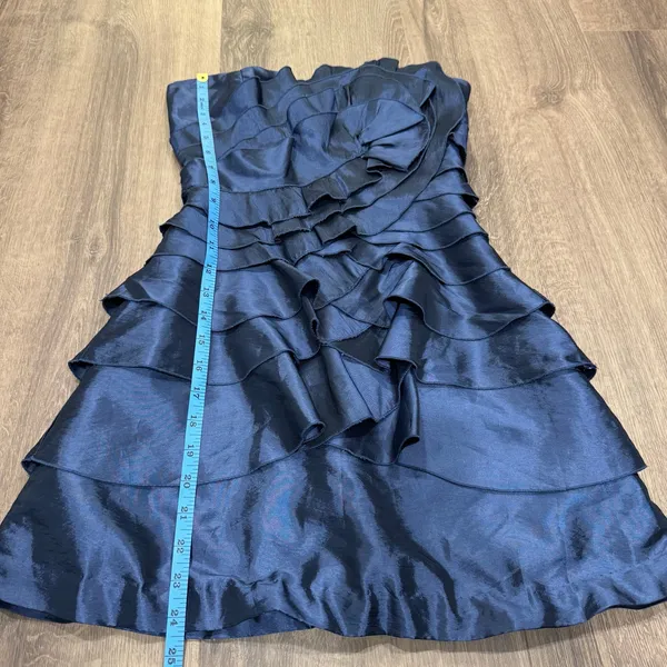 BCBGeneration Womens Flower Ruffle Strapless Cocktail Dress Blue Size 2 XS - Image 10