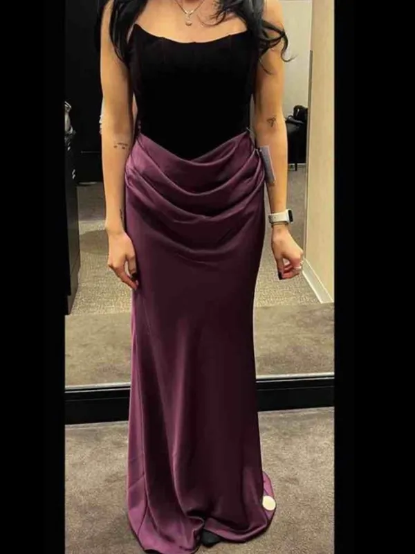 NWT Betsy & Adam Velvet Satin Plum Gown Dress Size 12 - Image 3