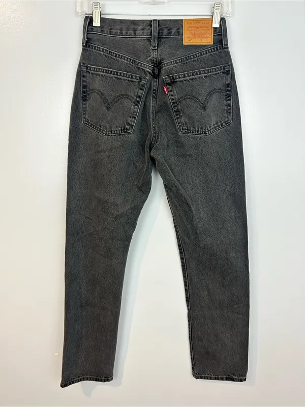 Levi's 501 Faded Black/Grey Button Fly Denim Ankle Jens Size 24 x 30 - Image 9