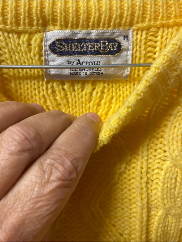 Vintage Bright Yellow Cable Knit Crewneck Sweater for Women - Image 3