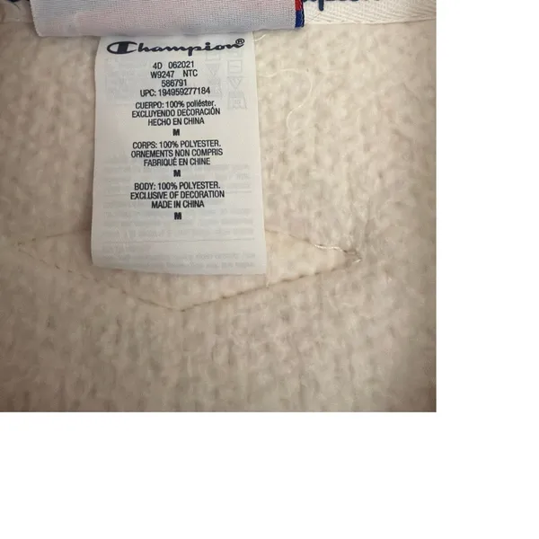 Champion Cream Sherpa Quarter Zip Fleece Pullover Sweatshirt Women's Medium - Image 6