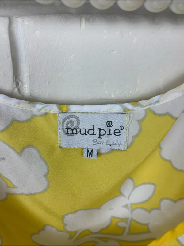 Mudpie Beach To Bar Yellow Patterned Swimsuit Coverup Dress Size M - Image 7