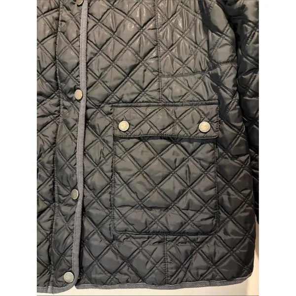 Lucky Brand Black Quilted Jacket Full Button + Snaps Pockets Lined Size XXL - Image 6