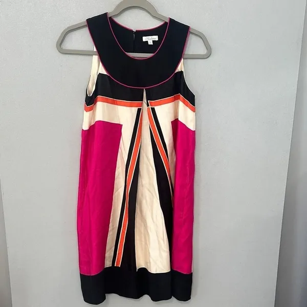 Shoshanna Women Dress Geometric Colorblock Sleeveless Shift Pink Black Size 0 - Image 2