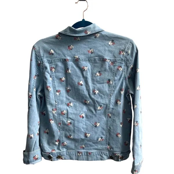Disney Minnie Mouse Denim Jacket Womens XS Blue‎ Light Wash Disneycore Trucker - Image 3