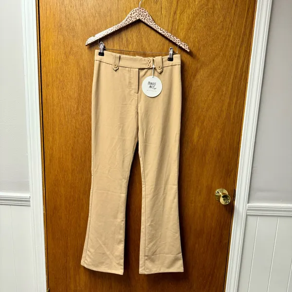 NEW Princess Polly Veronika Pants Flare Leg Trousers Beige US 4 NWT - Image 4