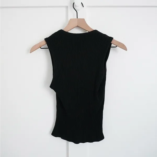 Zara Ribbed Black Scoop Neck Tank Top - Image 3