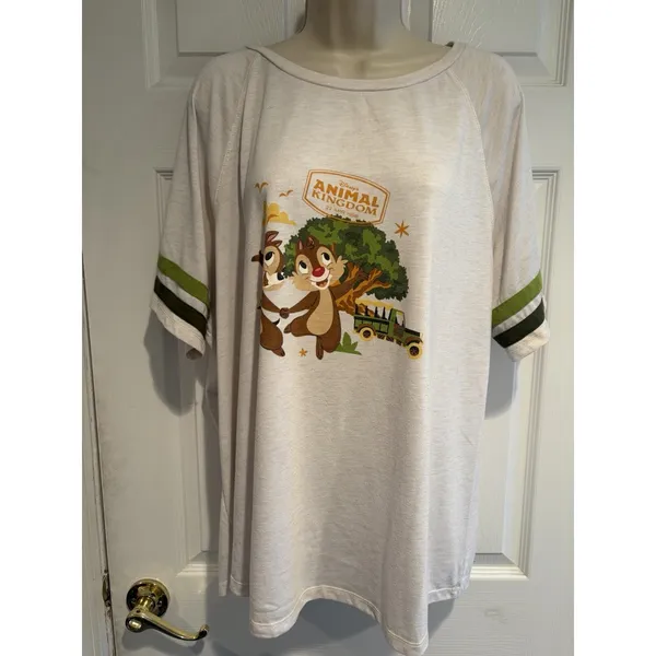Disney Parks Animal Kingdom 1998 Chip Dale Raglan Graphic Tee White Green‎ 3X - Image 4