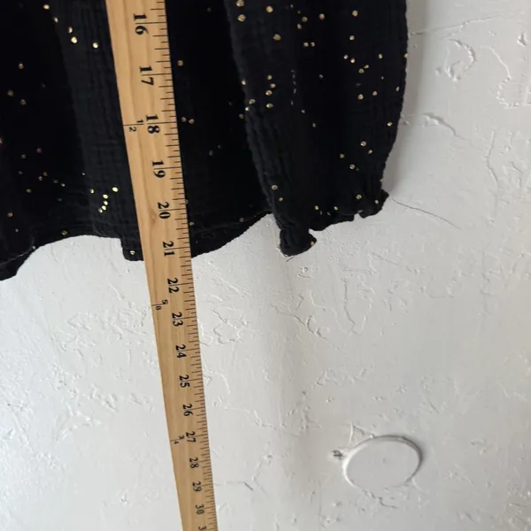 Peace n' love Blouse Womens Medium Black Gold Dot Long Sleeve Peplum‎ Top Boho - Image 7
