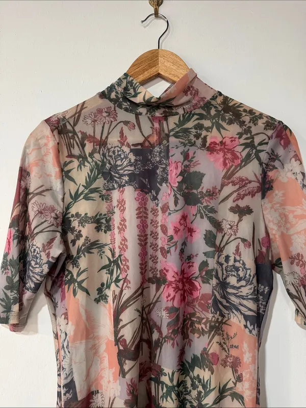By Anthropologie Printed Mesh Turtleneck EUC - Image 3