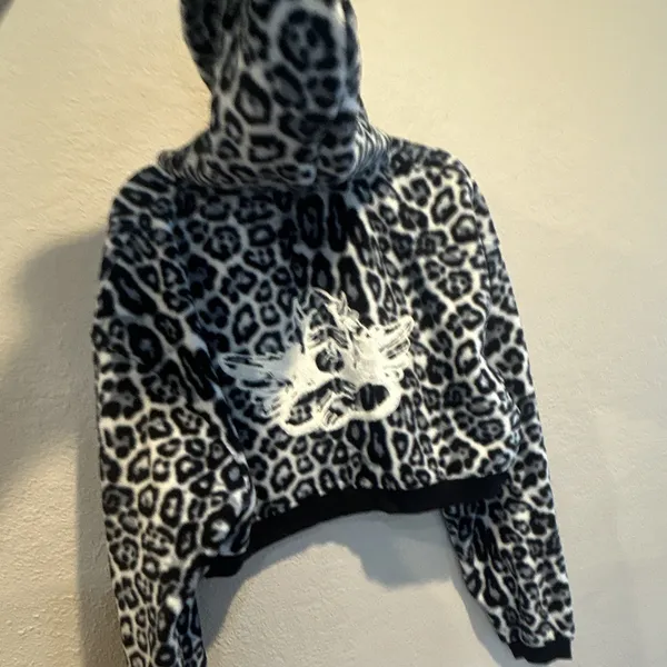 Boys Lie Leopard Animal Print Cherub 2-Pc Fleece Zip Hoodie & Pants Set XS/S - Image 11