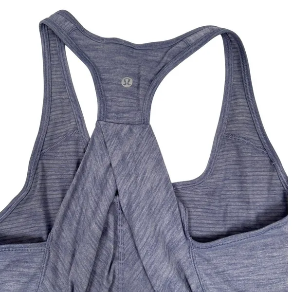 Lululemon Heathered Blue Racerback Crossover Back Yoga Tank‎ Top Size 4 - Image 2