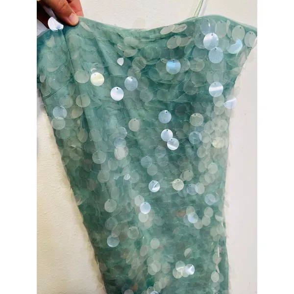STAUD Seafoam Green Shimmering Sequined Strapless Casey Midi Gown size 2 - Image 11