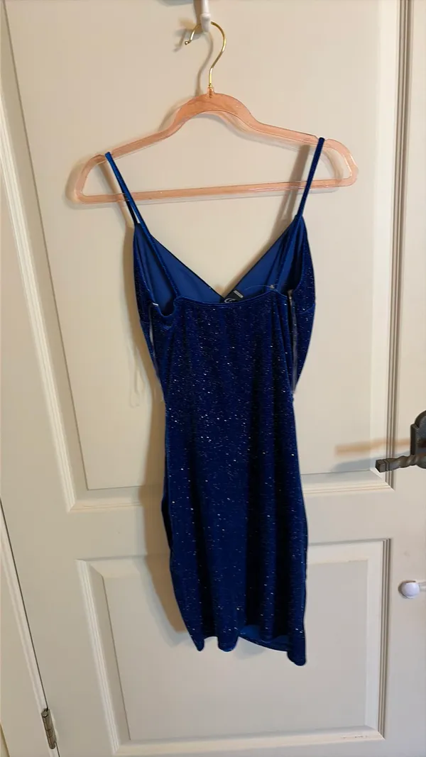 Blue Sparkly Windsor Dress short - Image 3