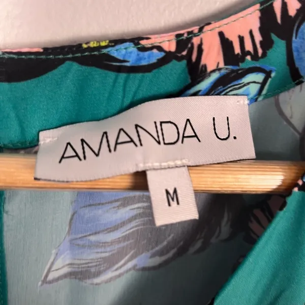 Amanda Uprichard Revolve Floral Green Pink Romper size medium - Image 3