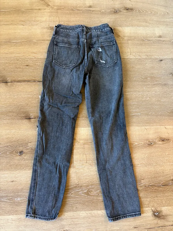 Black Washed Denim Mom Jeans - Image 6