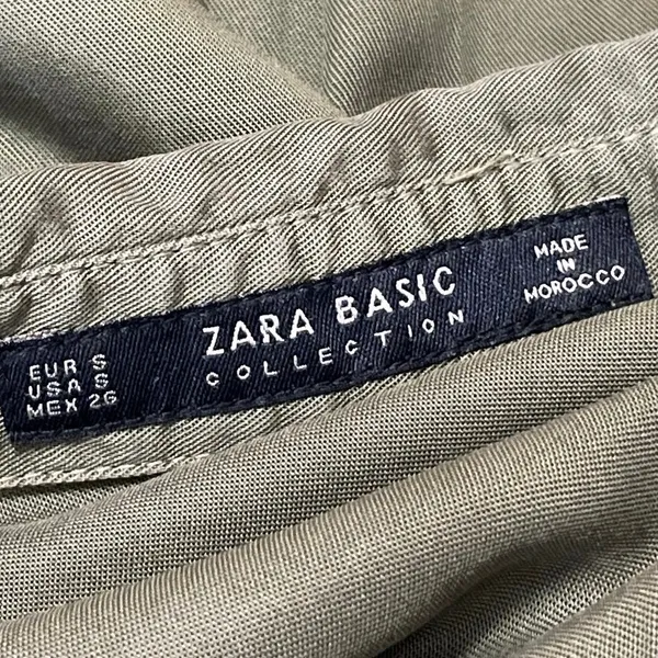 Zara Women's Green Pocket Long Sleeve Collared Button Down Shirt Top Size S - Image 4