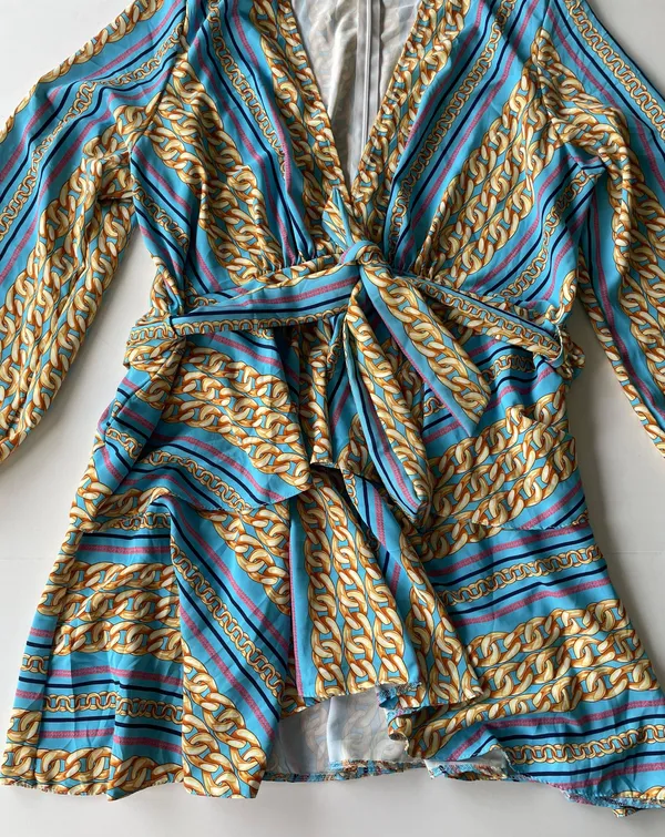 Zack Curve Chain Print Ruffle Mini Dress Plus Size 16 - Image 5