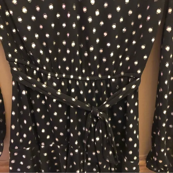 City Studio Polka Dot Foil Long sleeve Ruffle Dress Black‎ Gold XS - Image 5