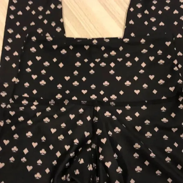 Strut This Black Leggings with Five Card Suits - One Size - Image 3