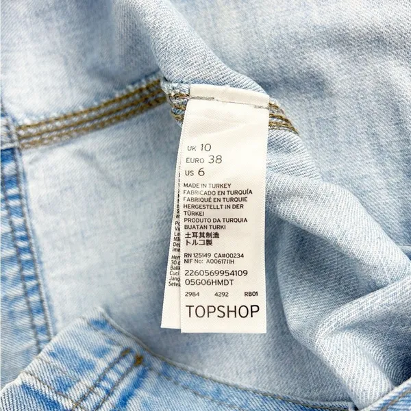 Topshop Moto Denim Jean Snap Front Dress‎ Light Wash Square Neck Size 6 - Image 6