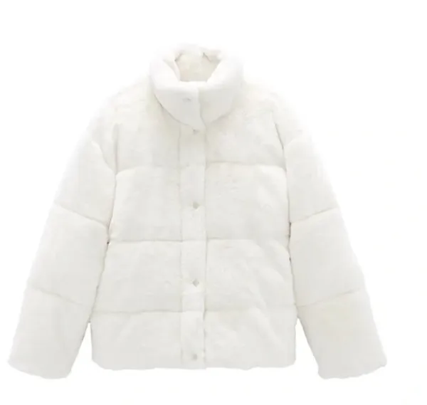 ZARA NWT Faux Fur Teddy Jacket Coat Medium Bloggers Fav White - Image 3