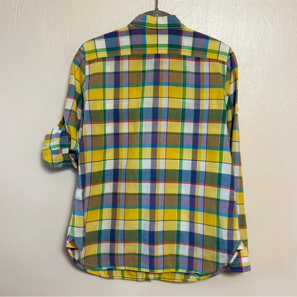 Lauren Ralph Lauren Women’s Shirt Plaid 100% Cotton Button Up Roll Up Sleeves XS - Image 6