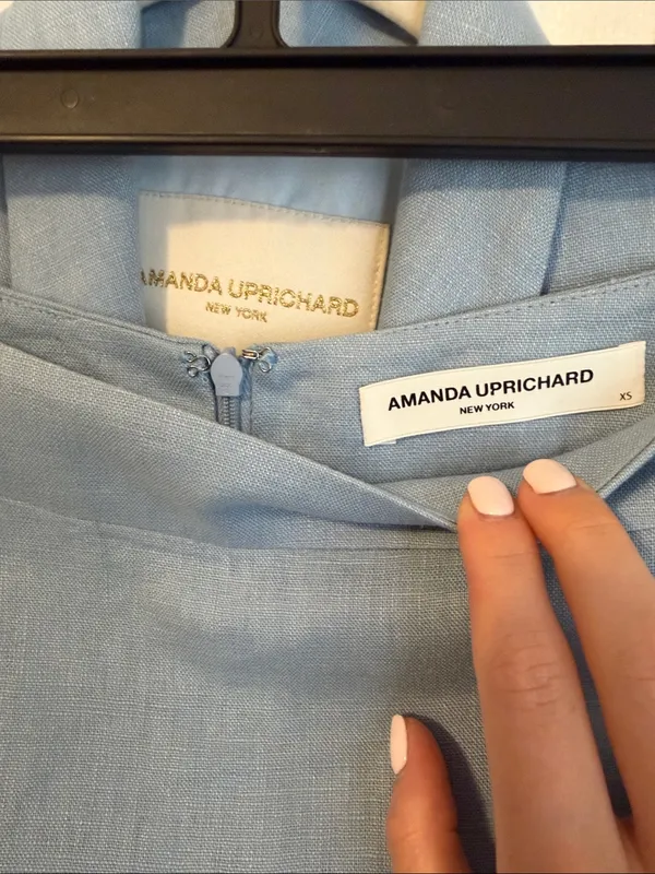 Amanda Uprichard Pastel Blue Cropped Shawl-Collar Blazer and Skirt - Image 6