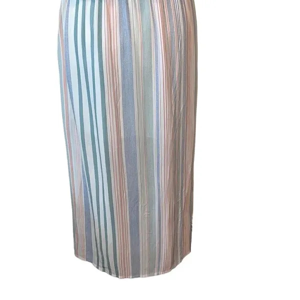 Hem & Thread Women's Striped Tube Dress‎ Tiered Midi Sleeveless Pink Blue Small - Image 7