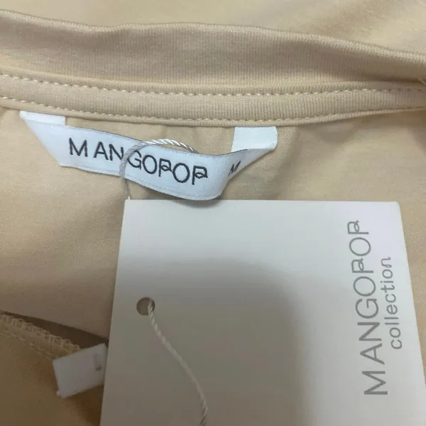 NEW Mangopop Beige Nude Short Sleeve Crew Neck T Shirt Tee Bodysuit Top Size M - Image 3