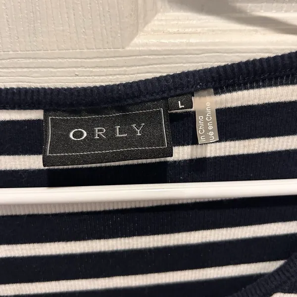 ORLY Striped 3/4 Sleeve Round Neck Top Women's Large Red White Blue Coastal‎ - Image 3