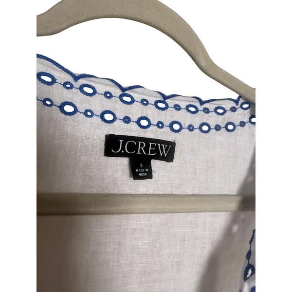 J. Crew Bungalow Embroidered Linen Top Women's Sz. S - Image 3
