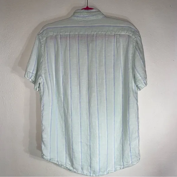 J Crew M 100% Linen Top Short Sleeve Button Front Collar Lagenlook - Image 6