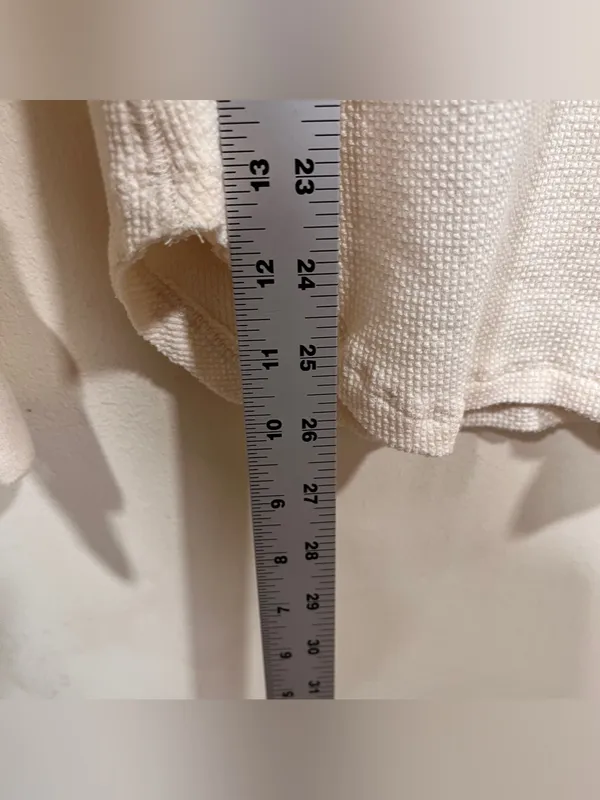 FREE PEOPLE Ivory Thermal Top Masquerade Cuff Long Sleeve Waffle Knit Cream Sz L - Image 5