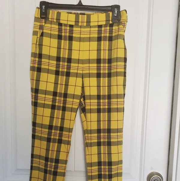 Zara XS yellow Plaid pants - Image 2