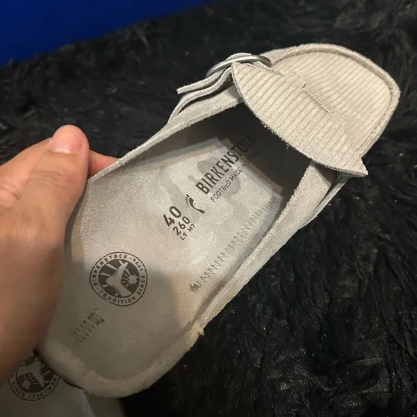 Birkenstock Buckley gray suede clogs mules slip on shoes new - Image 3